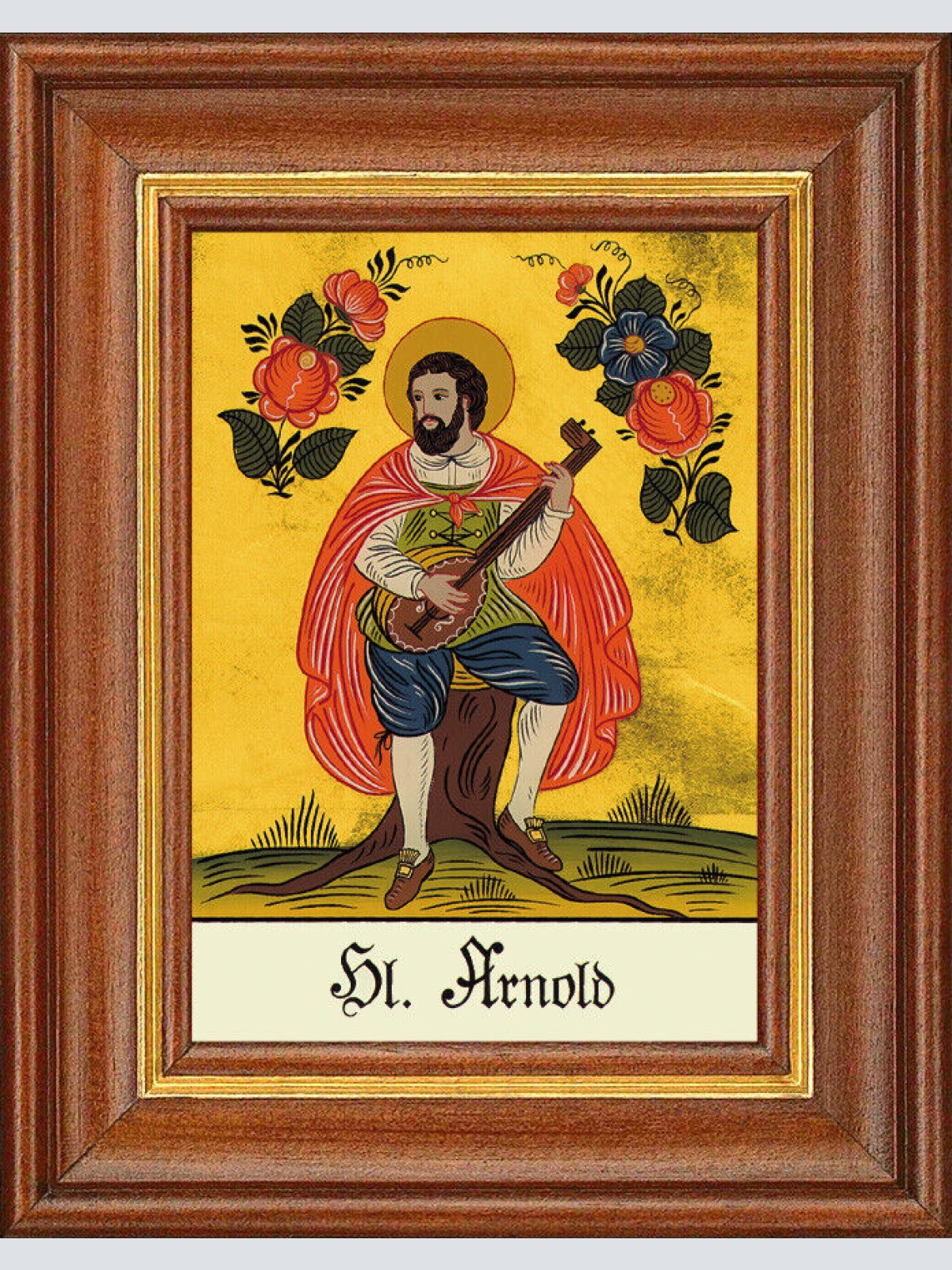 Hinterglasbild - Heiliger Arnold - Patronatsbild Taufe Namenspatron 12,7x16 TH