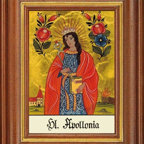 Hinterglasbild - heilige appolina - patronatsbild taufe namenspatron 12,7x16 th