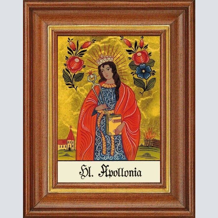 Hinterglasbild - heilige appolina - patronatsbild taufe namenspatron 12,7x16 th