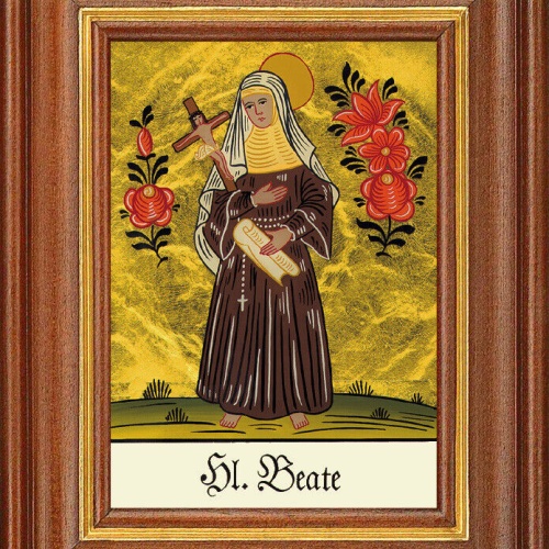 Hinterglasbild - Heilige Beate - Patronatsbild Taufe Namenspatron 12,7x16 TH