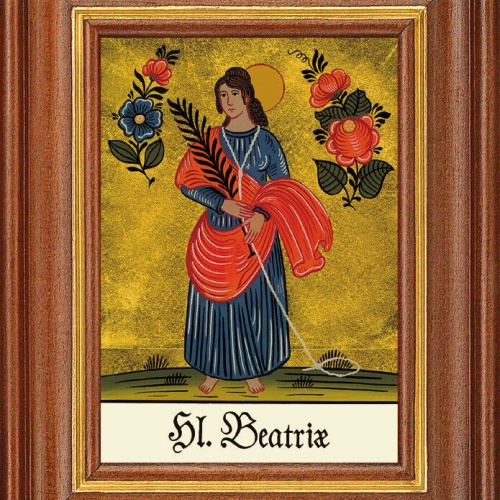 Hinterglasbild - Heilige Beatrix - Patronatsbild Taufe Namenspatron 12,7x16 TH