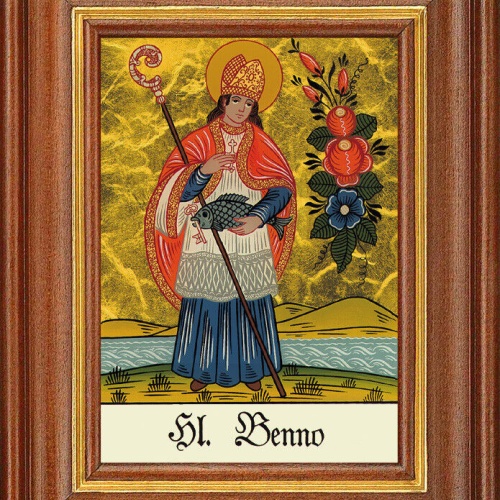 Hinterglasbild - Heiliger Benno - Patronatsbild Taufe Namenspatron 12,7x16 TH