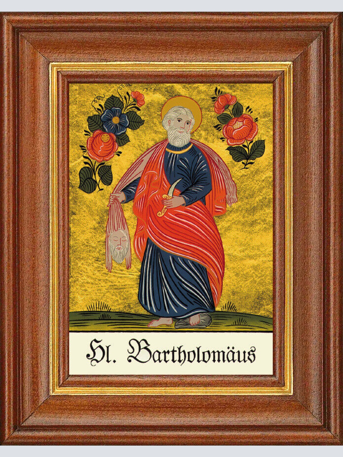 Hinterglasbild - Hl. Bartholomäus - Patronatsbild Taufe Namenspatron 12,7x16 TH