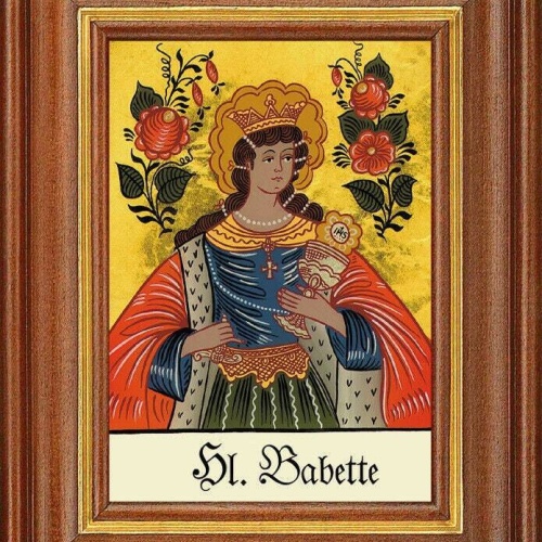 Hinterglasbild - heilige babette - patronatsbild taufe namenspatron 12,7x16 th