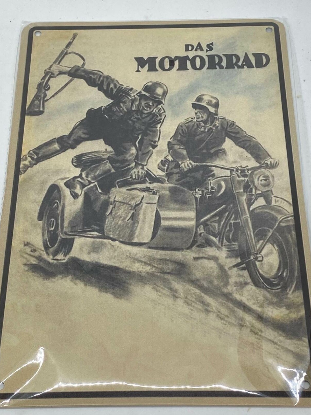 Das Motorrad Deutsche Soldaten Kradmelder Blechschild Metallschild 20 x 30 50043