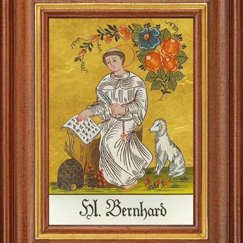 Hinterglasbild - Heiliger Bernhard - Patronatsbild Taufe Namenspatron 12,7x16 TH