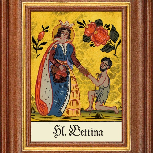 Hinterglasbild - Heilige Bettina - Patronatsbild Taufe Namenspatron 12,7x16