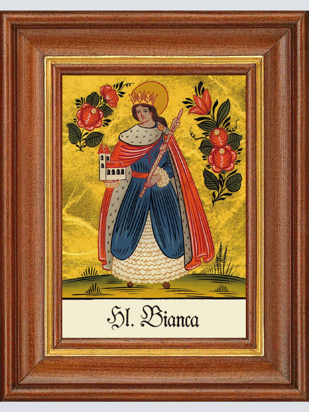 Hinterglasbild - Heilige Bianca - Patronatsbild Taufe Namenspatron 12,7x16