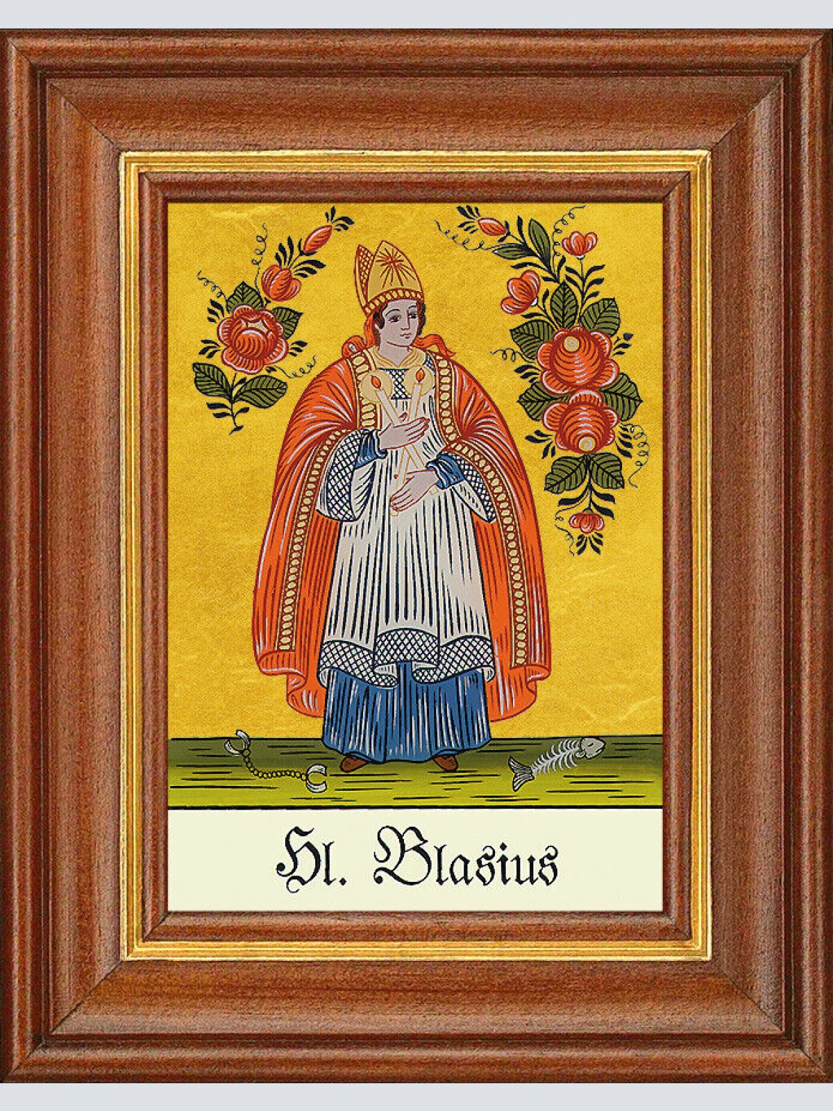 Hinterglasbild - Heiliger Blasius - Patronatsbild Taufe Namenspatron 12,7x16