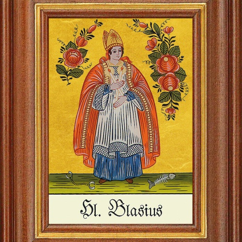 Hinterglasbild - Heiliger Blasius - Patronatsbild Taufe Namenspatron 12,7x16