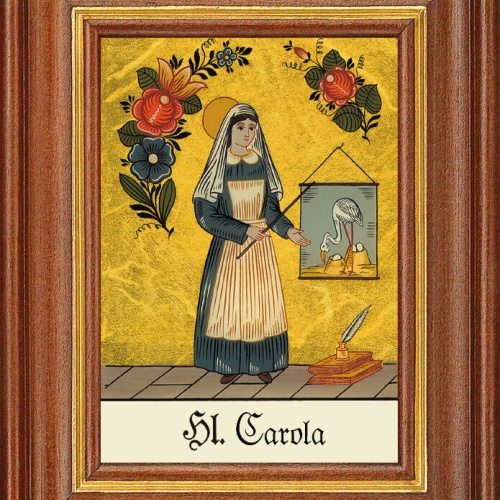 Hinterglasbild - Heilige Carola - Patronatsbild Taufe Namenspatron 12,7x16