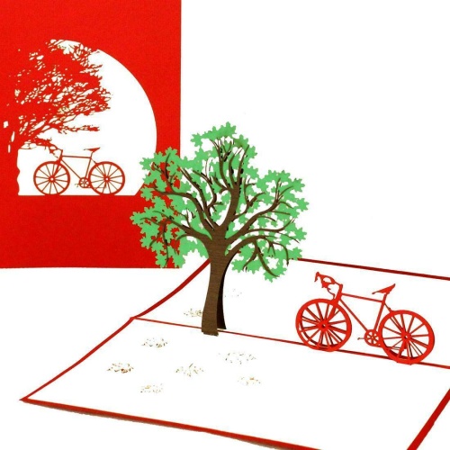 3D Pop Up Karte "Fahrradtour" Gutscheinkarte Klappkarte 50028