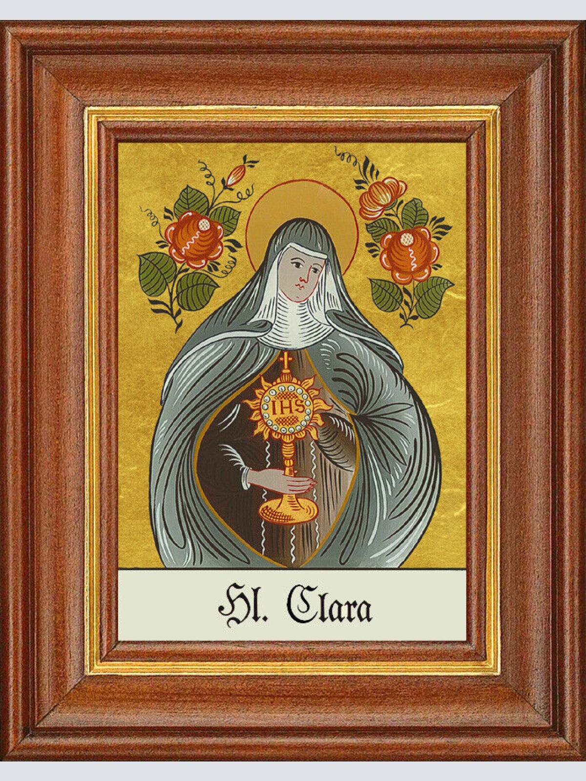 Hinterglasbild - Heilige Clara - Patronatsbild Taufe Namenspatron 12,7x16