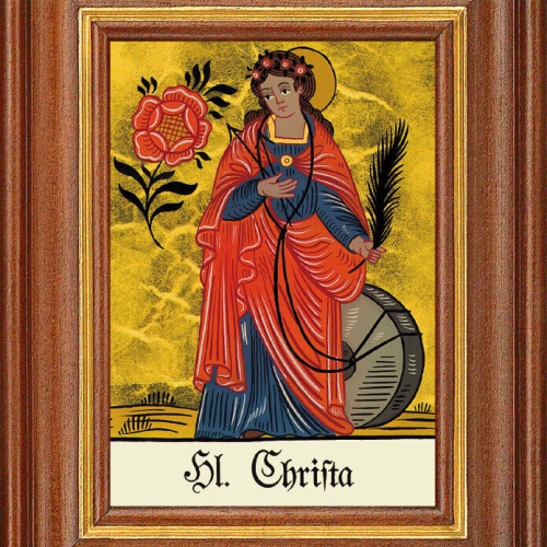 Hinterglasbild - Heilige Christa - Patronatsbild Taufe Namenspatron 12,7x16