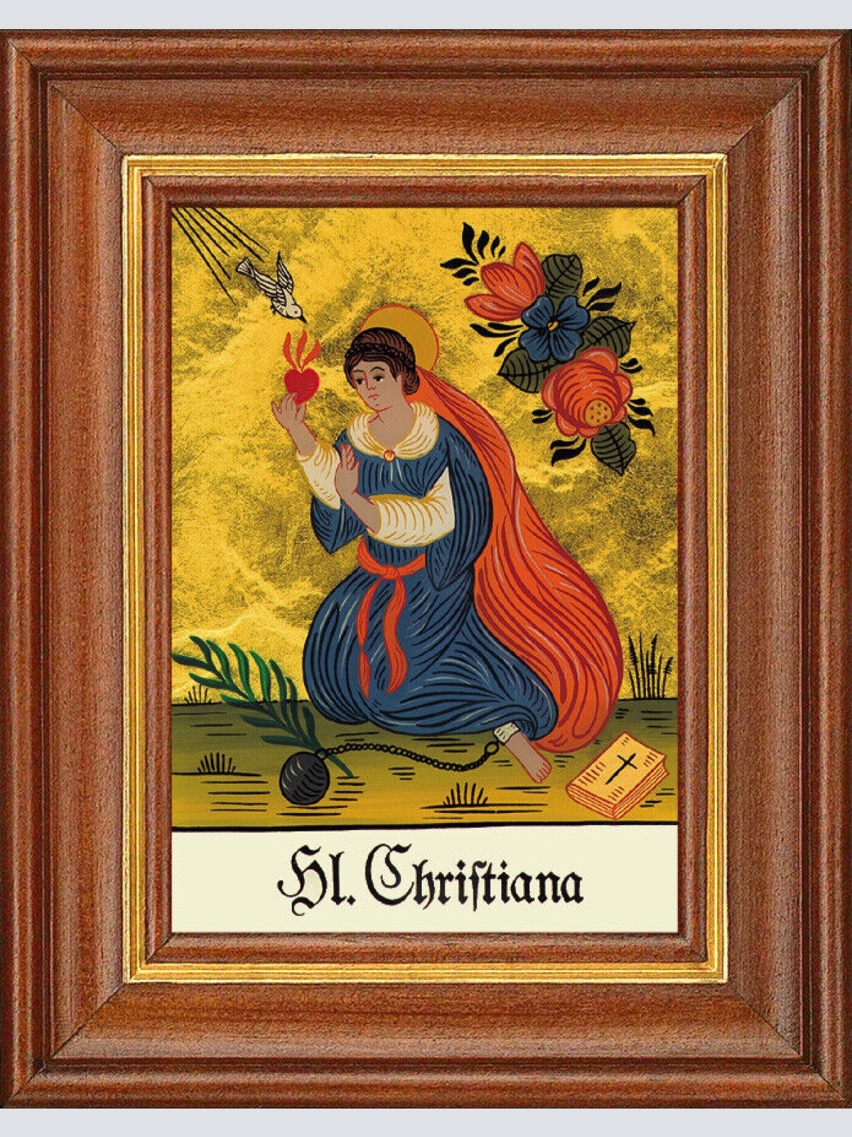 Hinterglasbild - Heilige Christiana - Patronatsbild Taufe Namenspatron 12,7x16