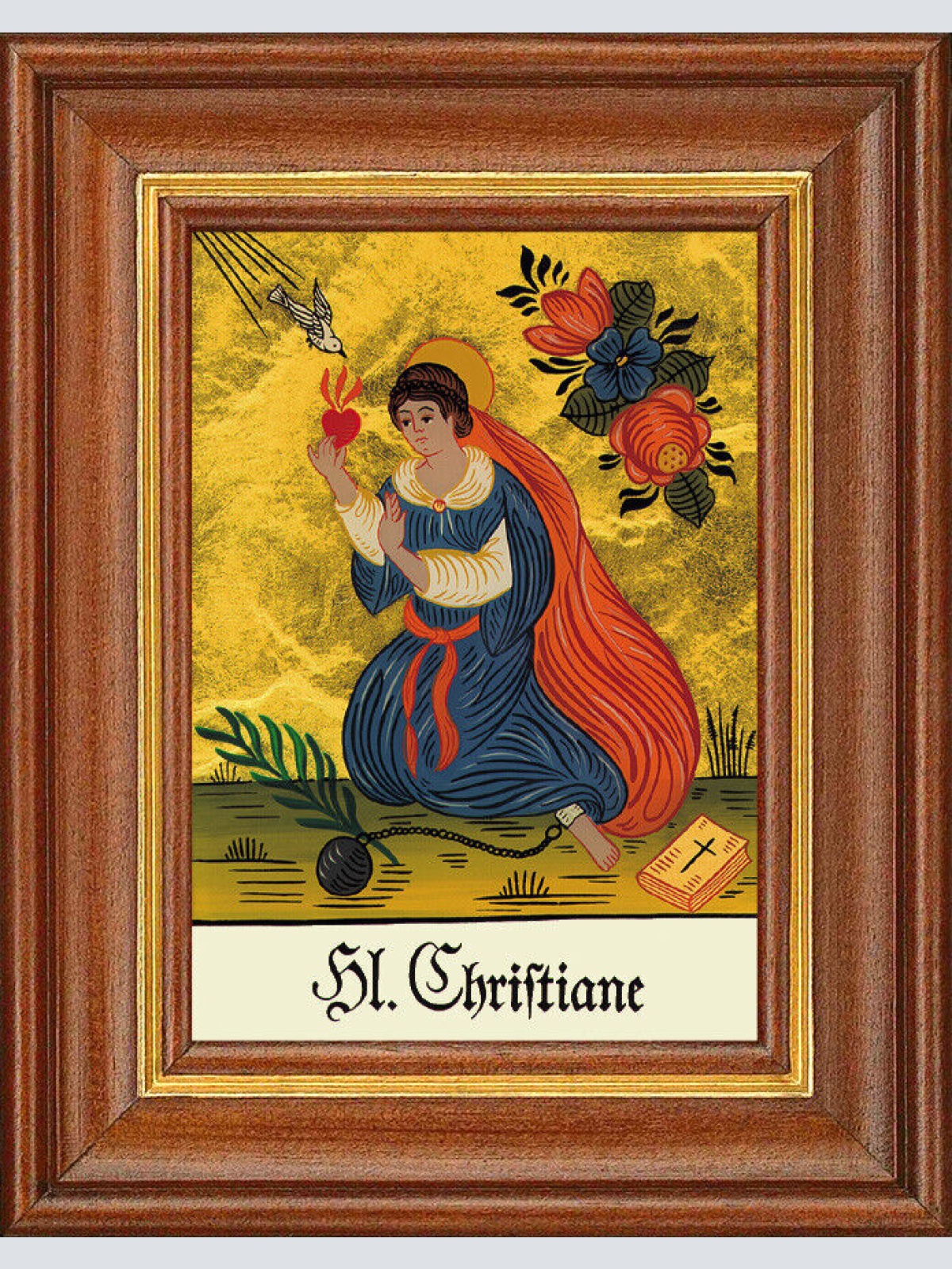 Hinterglasbild - Heilige Christiane - Patronatsbild Taufe Namenspatron 12,7x16