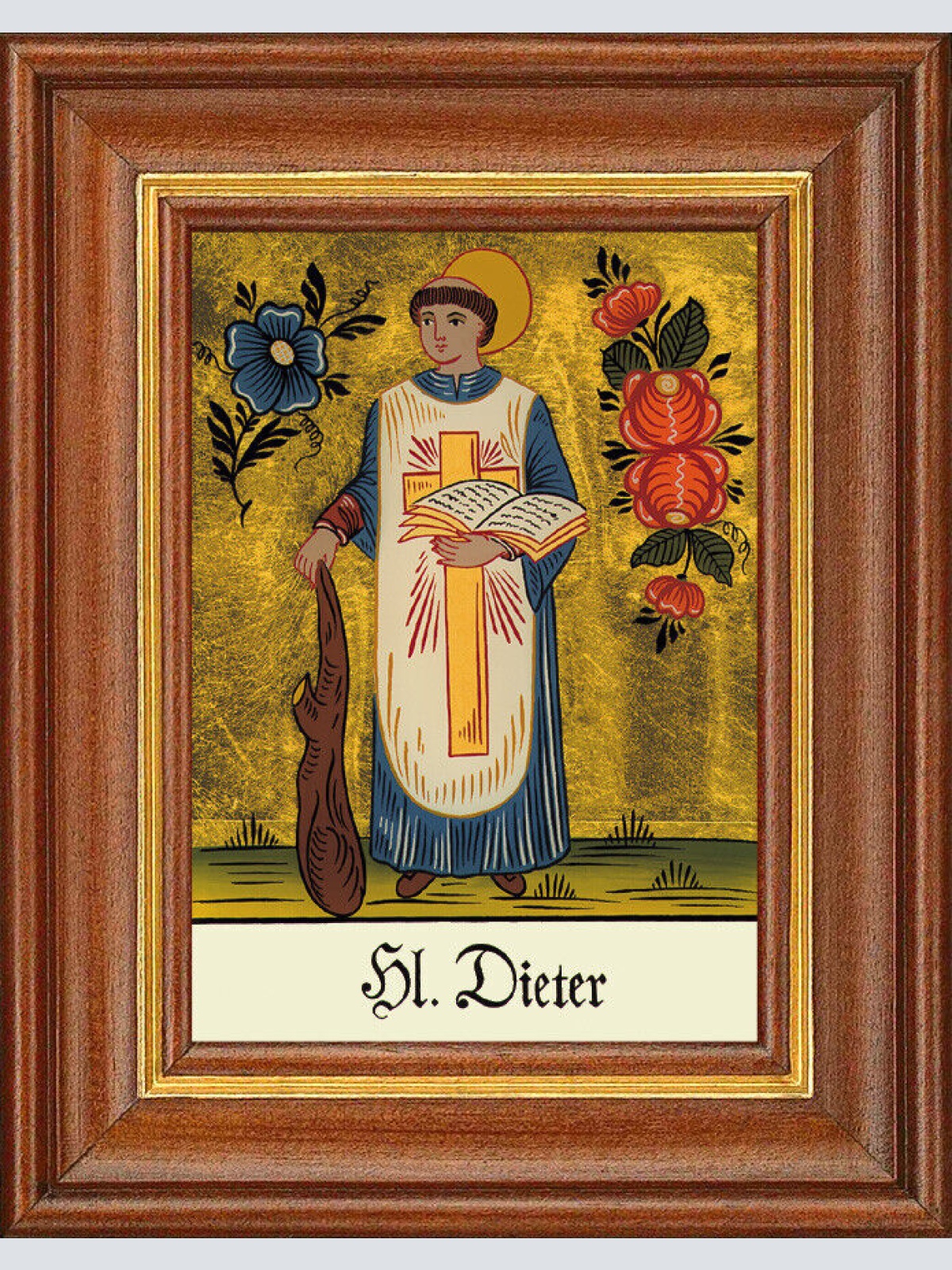 Hinterglasbild - Heiliger Dieter - Patronatsbild Taufe Namenspatron 12,7x16