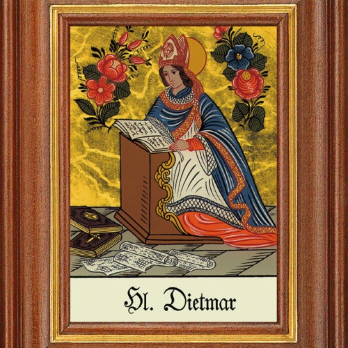 Hinterglasbild - Heiliger Dietmar - Patronatsbild Taufe Namenspatron 12,7x16