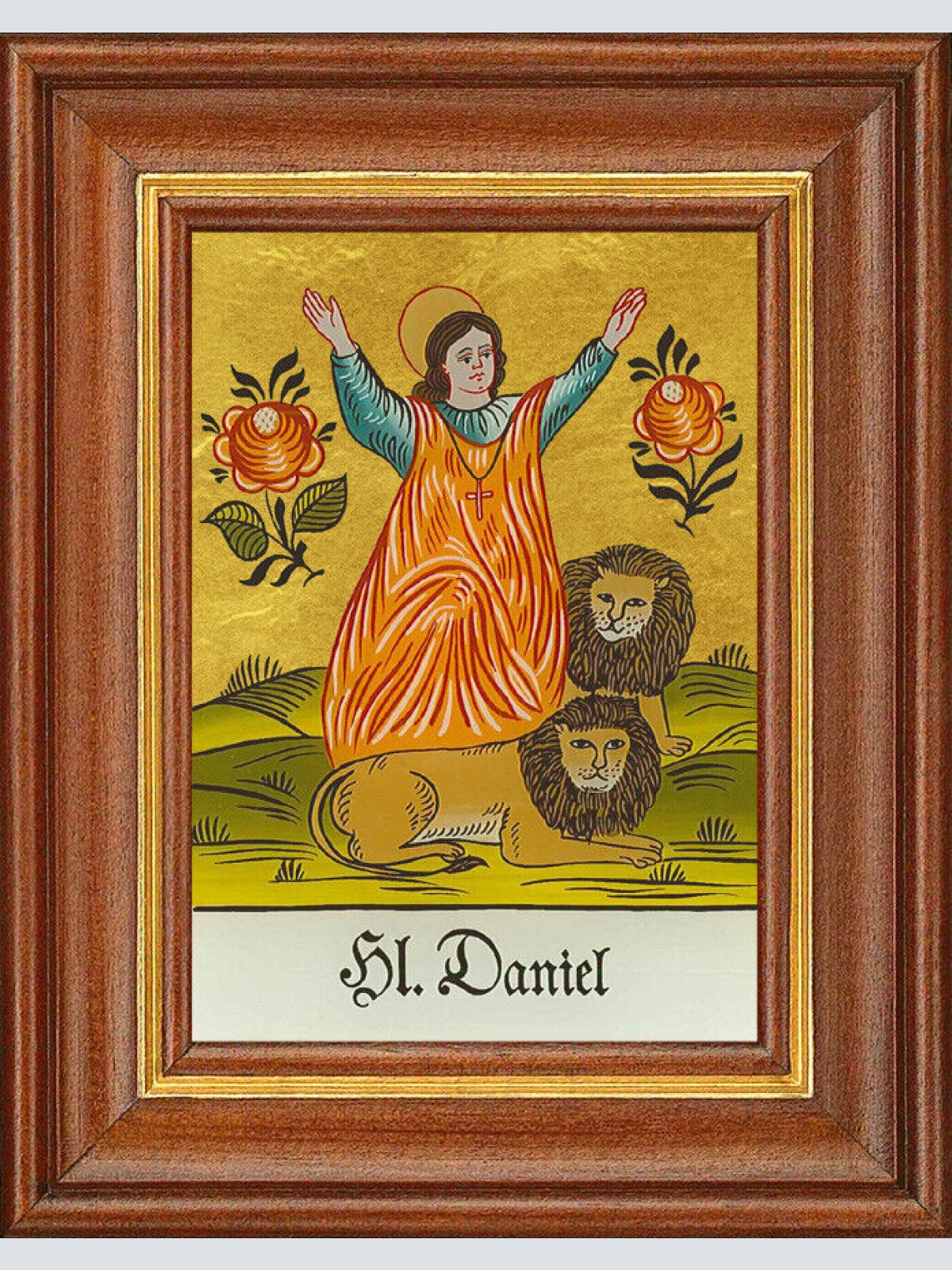 Hinterglasbild - Heiliger Daniel - Patronatsbild Taufe Namenspatron 12,7x16