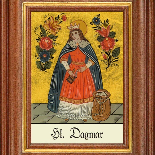 Hinterglasbild - Heilige Dagmar - Patronatsbild Taufe Namenspatron 12,7x16