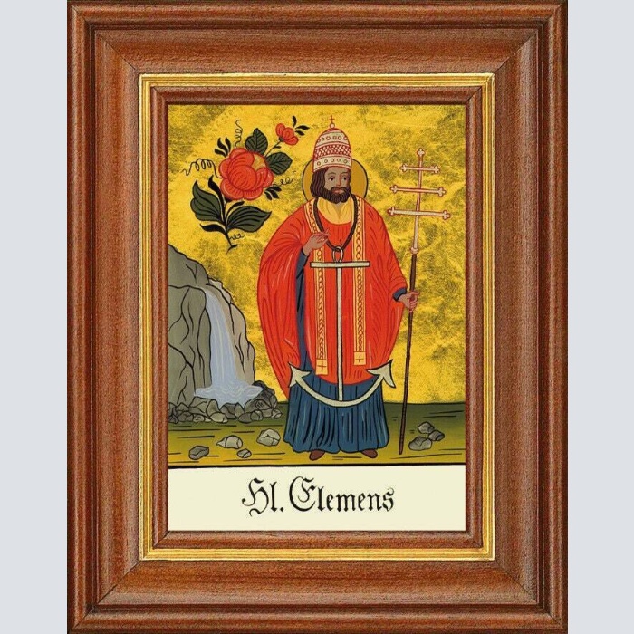 Hinterglasbild - heiliger clemens - patronatsbild taufe namenspatron 12,7x16
