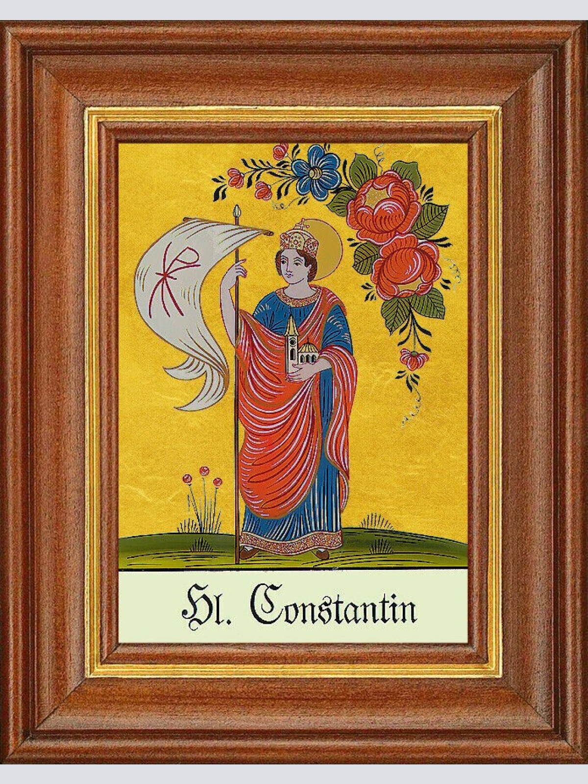 Hinterglasbild - Heiliger Constantin - Patronatsbild Taufe Namenspatron 12,7x16