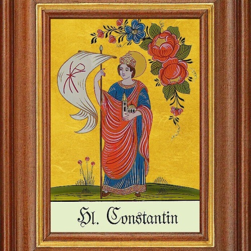 Hinterglasbild - Heiliger Constantin - Patronatsbild Taufe Namenspatron 12,7x16