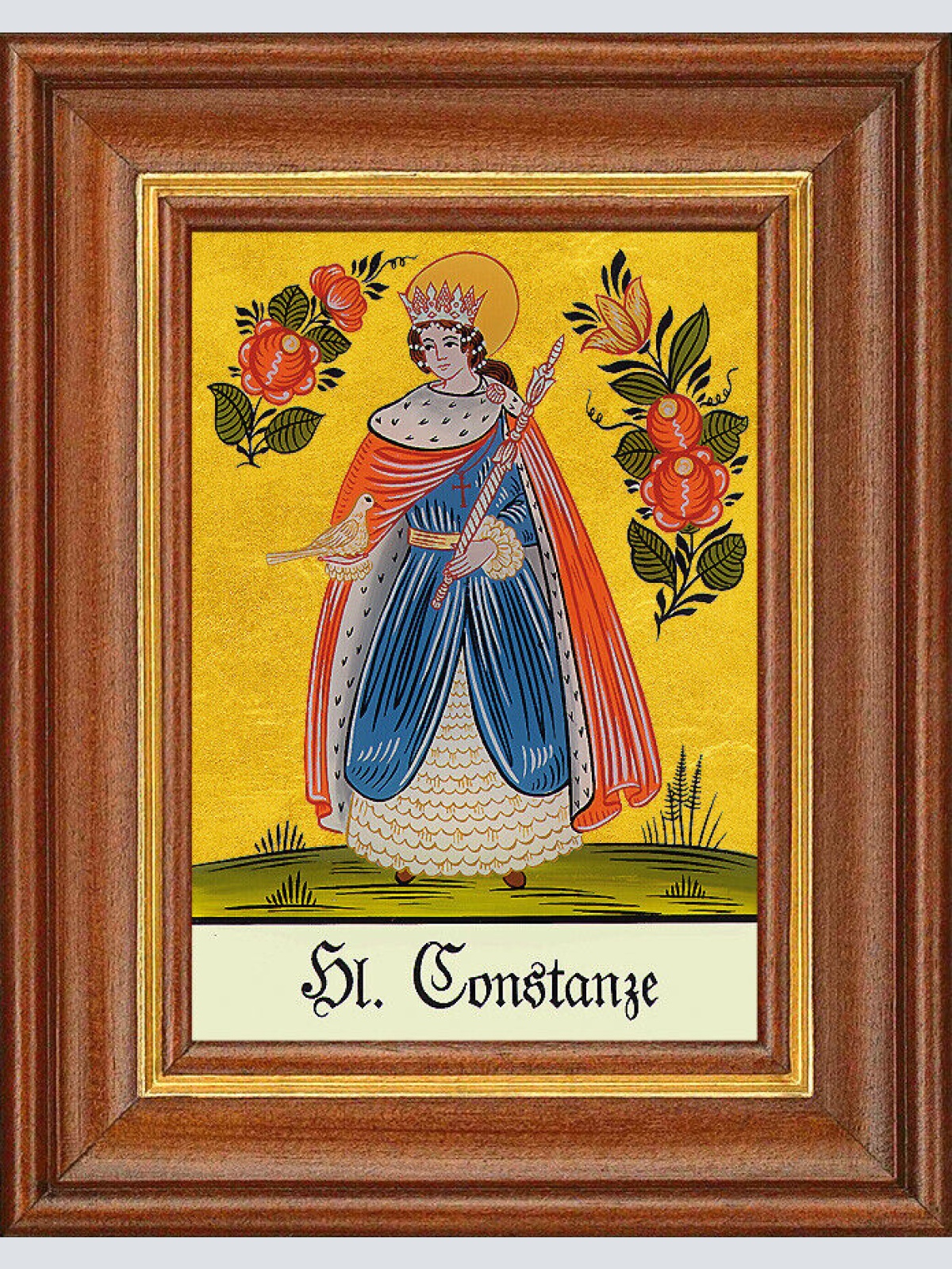 Hinterglasbild - Heilige Constanze - Patronatsbild Taufe Namenspatron 12,7x16