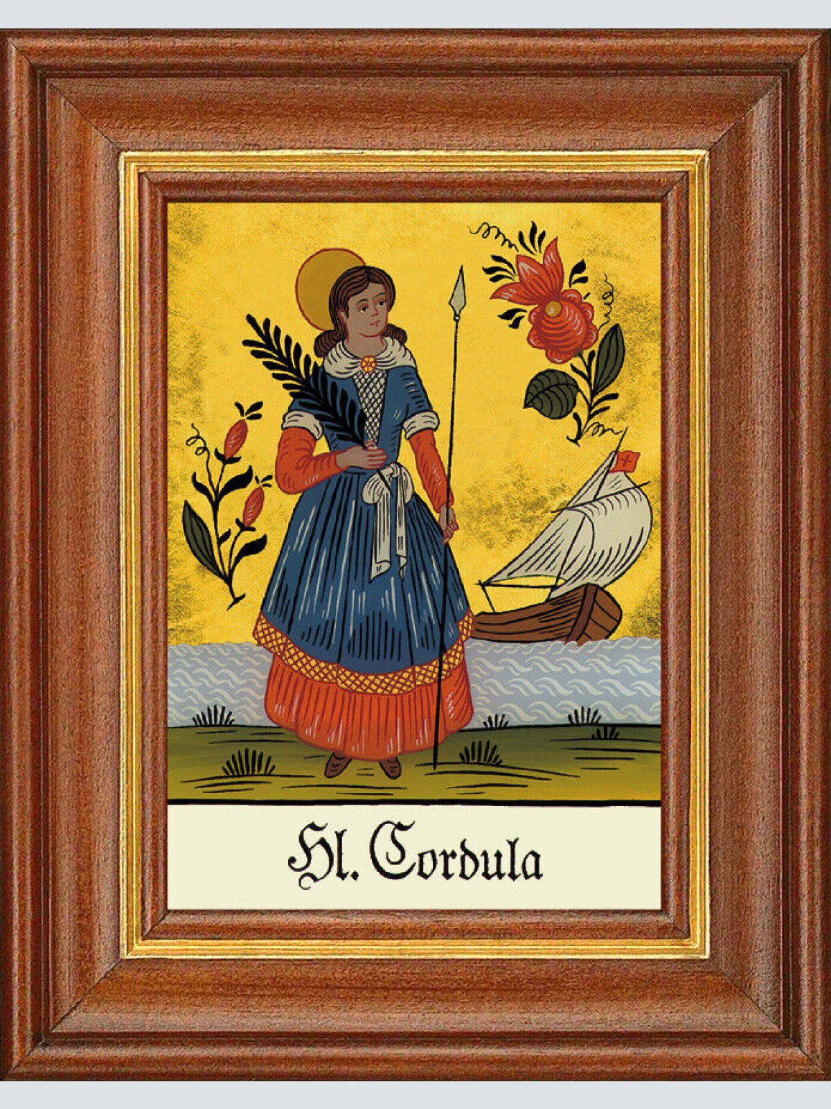 Hinterglasbild - Heilige Cordula - Patronatsbild Taufe Namenspatron 12,7x16