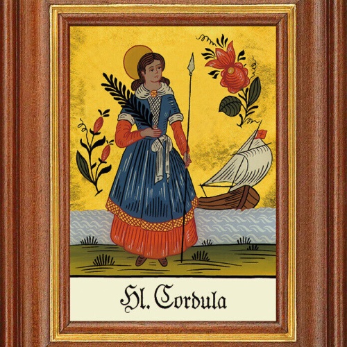 Hinterglasbild - Heilige Cordula - Patronatsbild Taufe Namenspatron 12,7x16