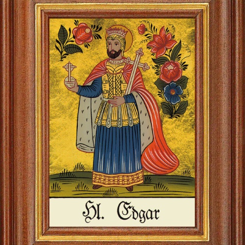Hinterglasbild - Heiliger Edgar - Patronatsbild Taufe Namenspatron 12,7x16