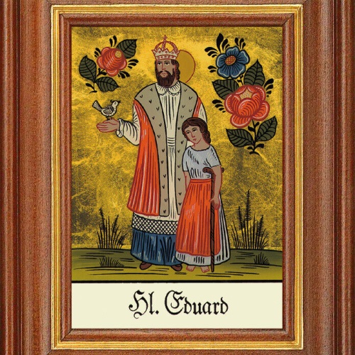 Hinterglasbild - Heiliger Eduard - Patronatsbild Taufe Namenspatron 12,7x16