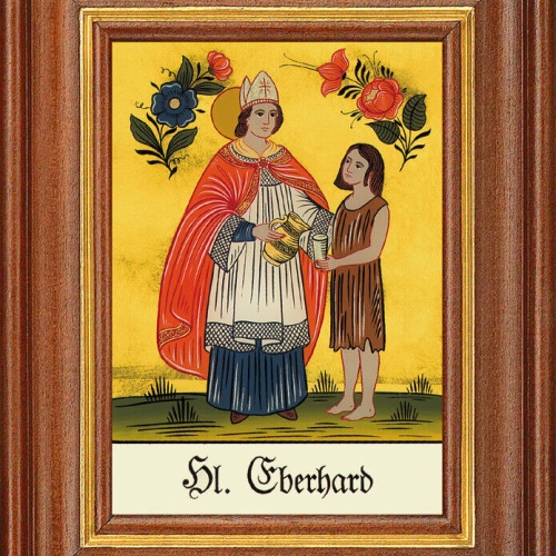 Hinterglasbild - Heiliger Eberhard - Patronatsbild Taufe Namenspatron 12,7x16