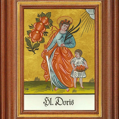 Hinterglasbild - Heilige Doris - Patronatsbild Taufe Namenspatron 12,7x16