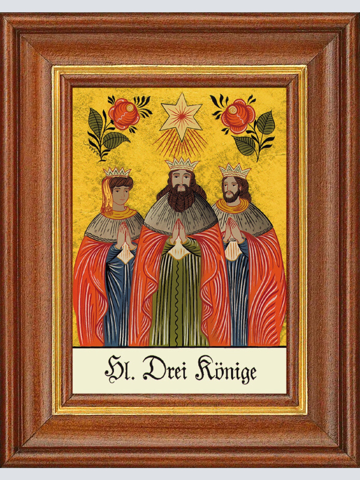 Hinterglasbild - Heilige Drei Könige - Patronatsbild Taufe Namenspatron 12,7x16