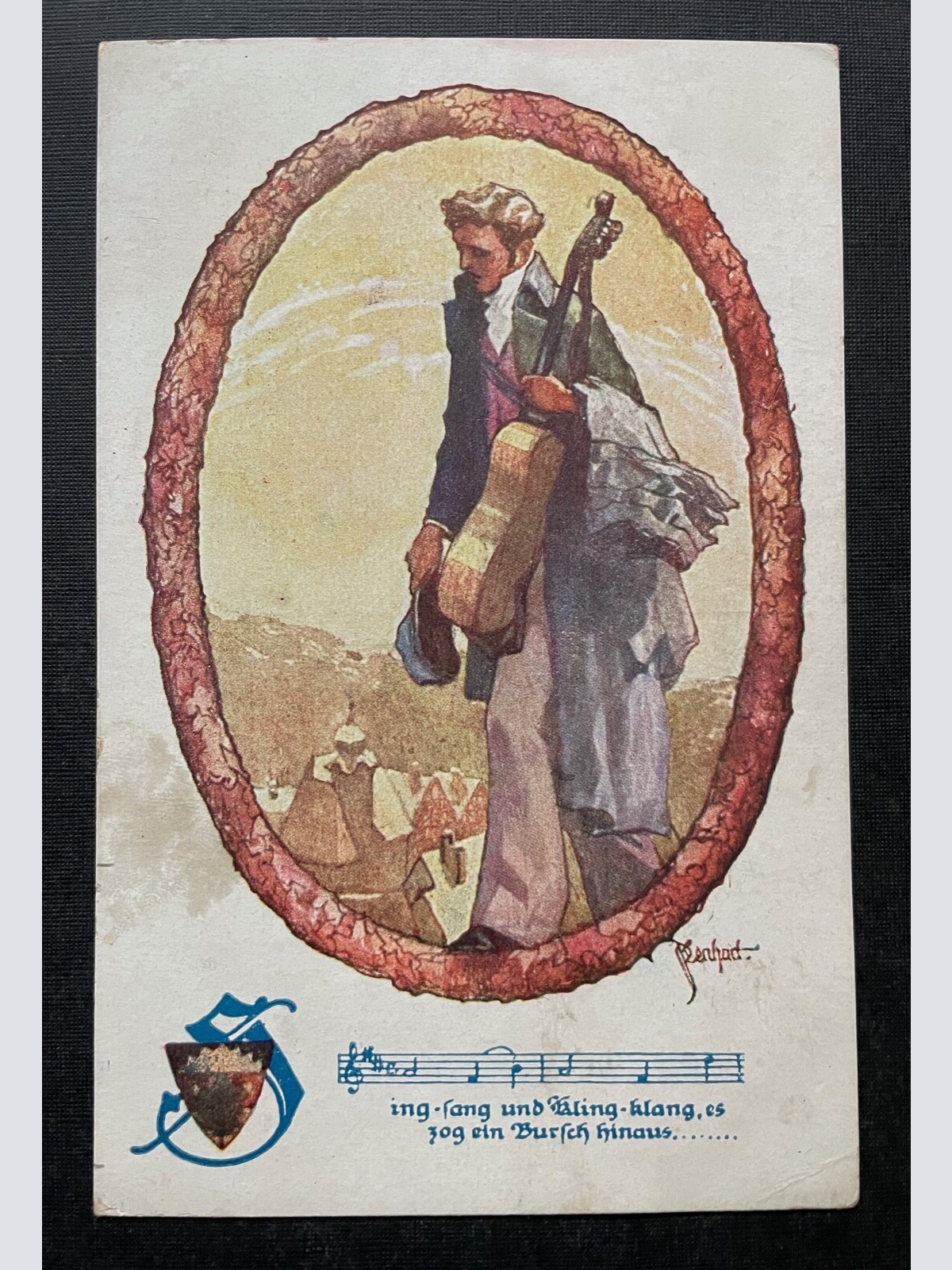 Es zog ein Bursch hinaus Lied Musiker Gitarre Deutscher Schulverein 402189 TH