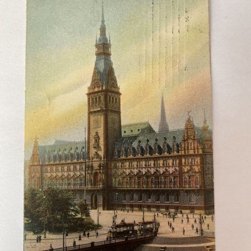 Ansichtskarte Hamburg, Rathaus, Straßenbahn 410013 AH