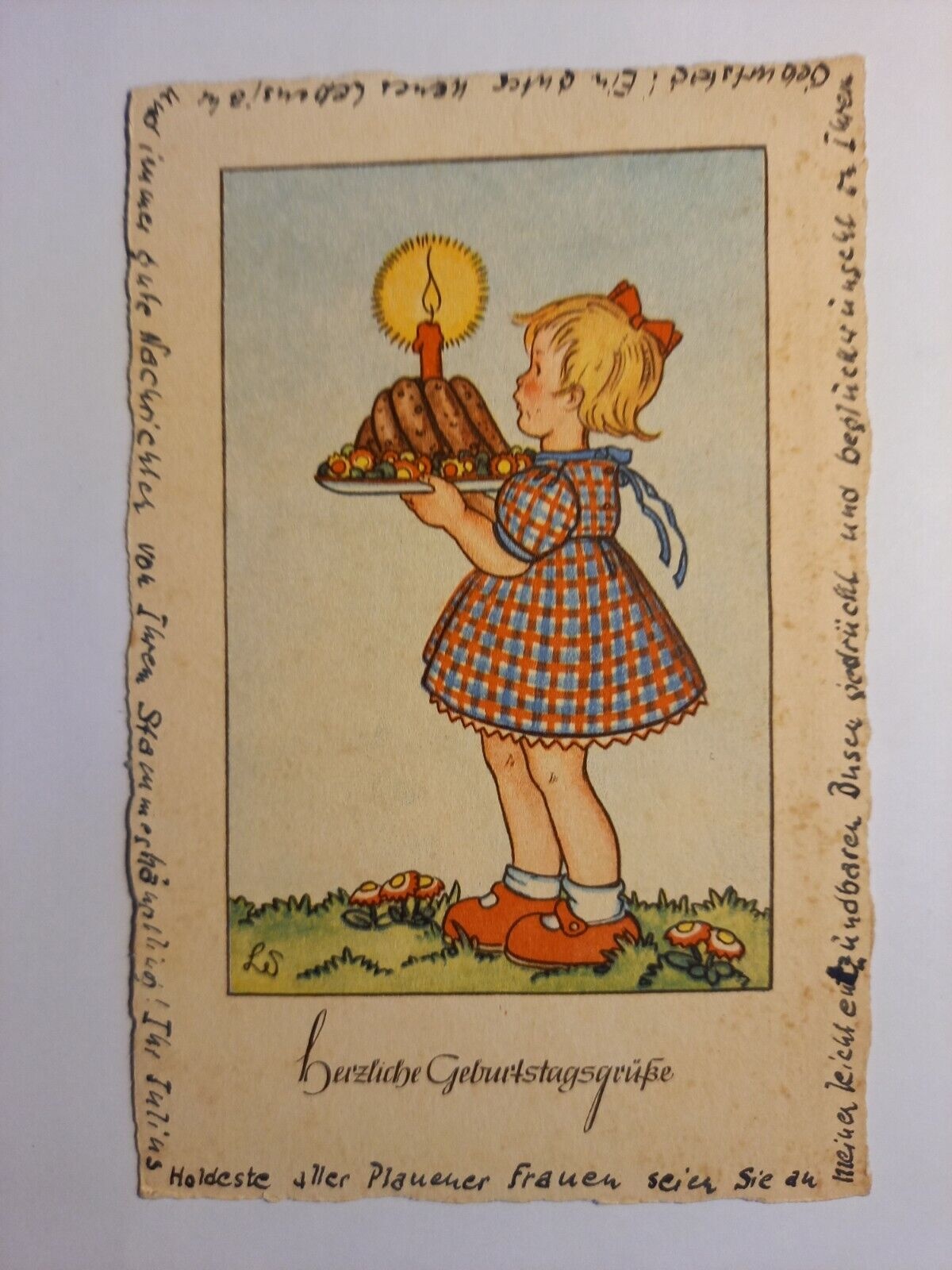 Herzliche Geburtstagswünsche, Mädchen mit Kuchen 180069 GR