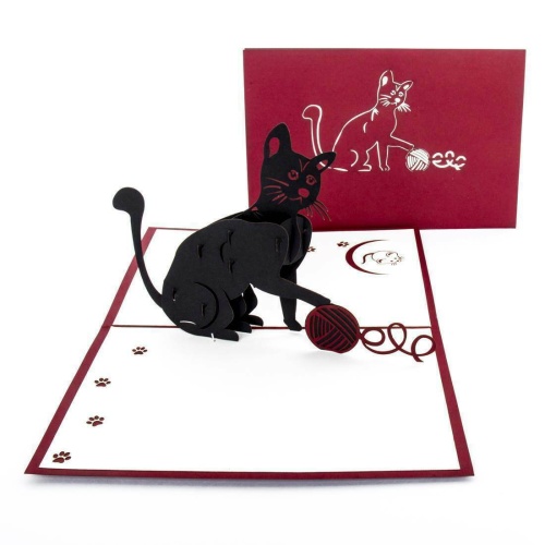 3D Pop Up Glückwunschkarte Geburtstag Gutschein Katzen-Fan, Format 11x17 50035