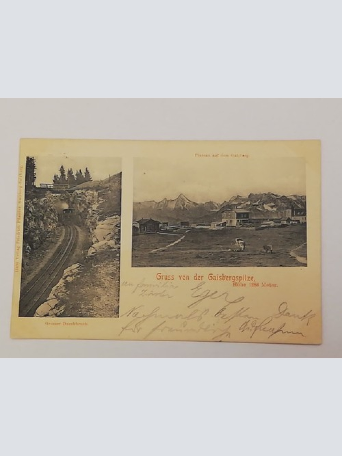 Salzburg Gaisberg Spitze Gruß Großer Durchbruch Kühe Eisenbahn 600300A tl