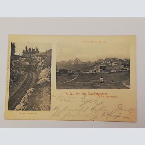 Salzburg Gaisberg Spitze Gruß Großer Durchbruch Kühe Eisenbahn 600300A tl