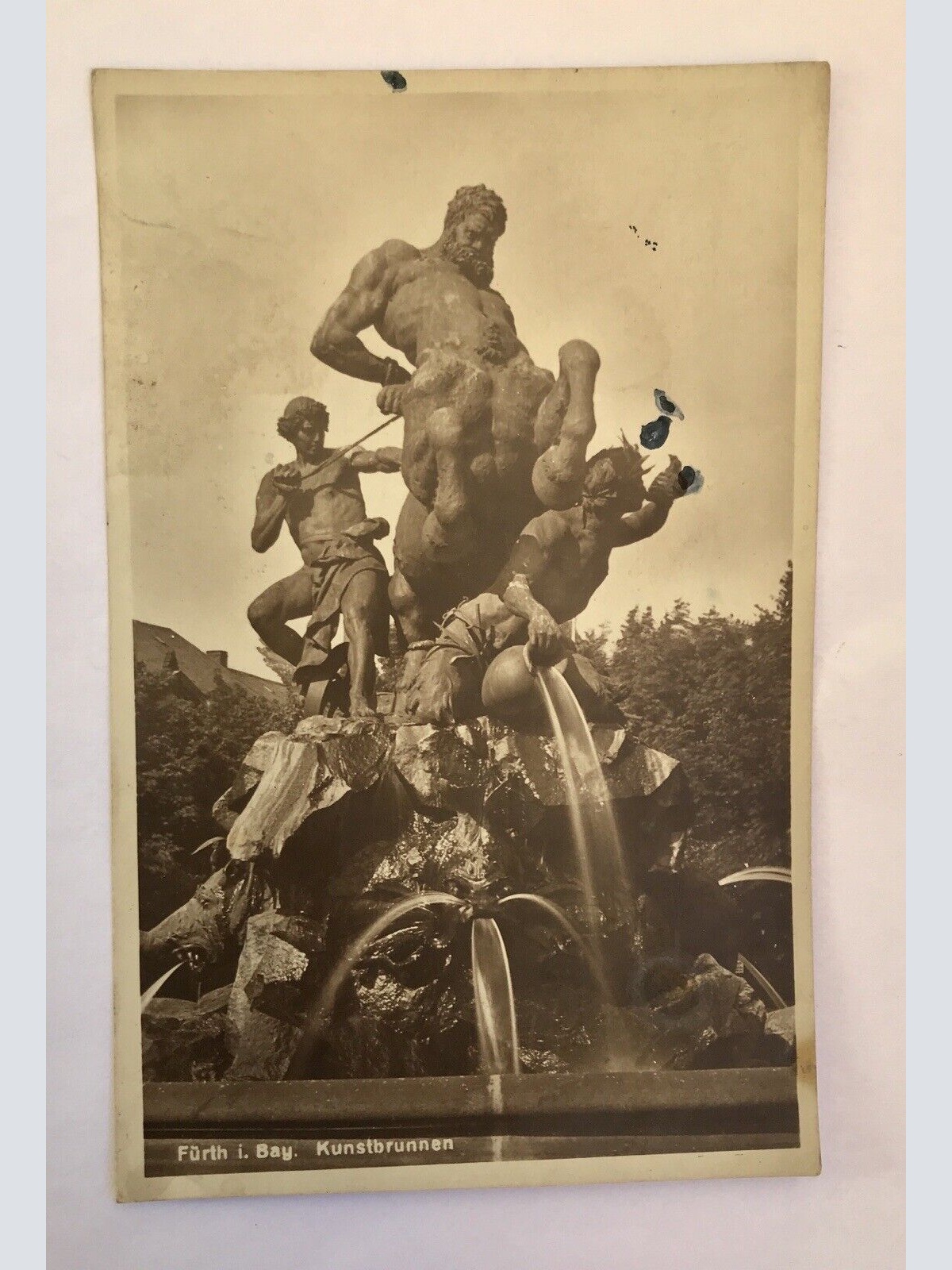 ak, Bayern, Fürth, Kunstbrunnen, Skulptur (40057 BW)