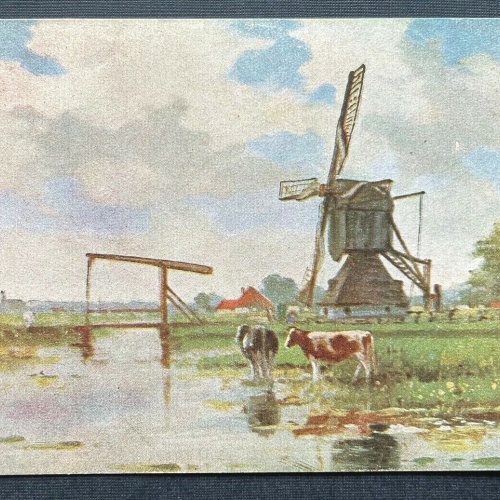 Malerei Windmühle Feld Kühe Bauernhof Haus Landschaft Natur 402695 TH C