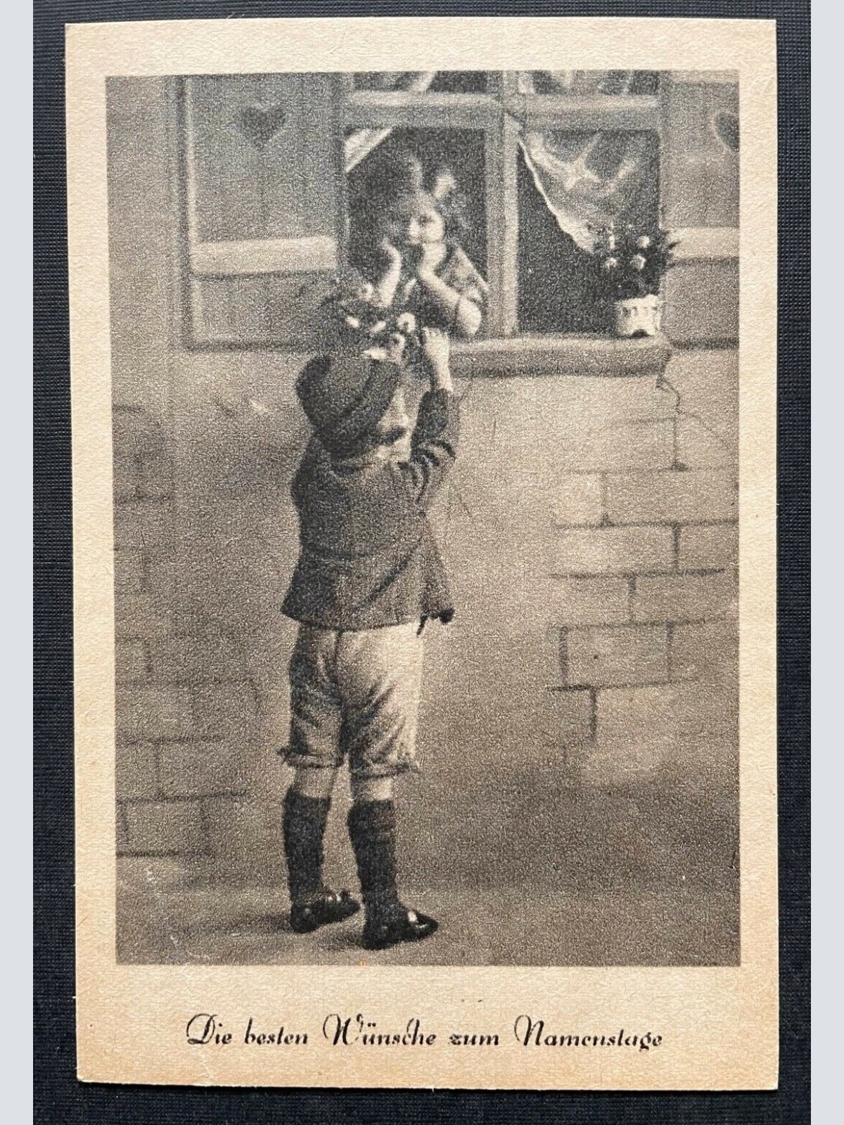 Die beste Wünsche zum Namenstage Kinder Junge Mädchen Fenster Tracht 402635 TH C