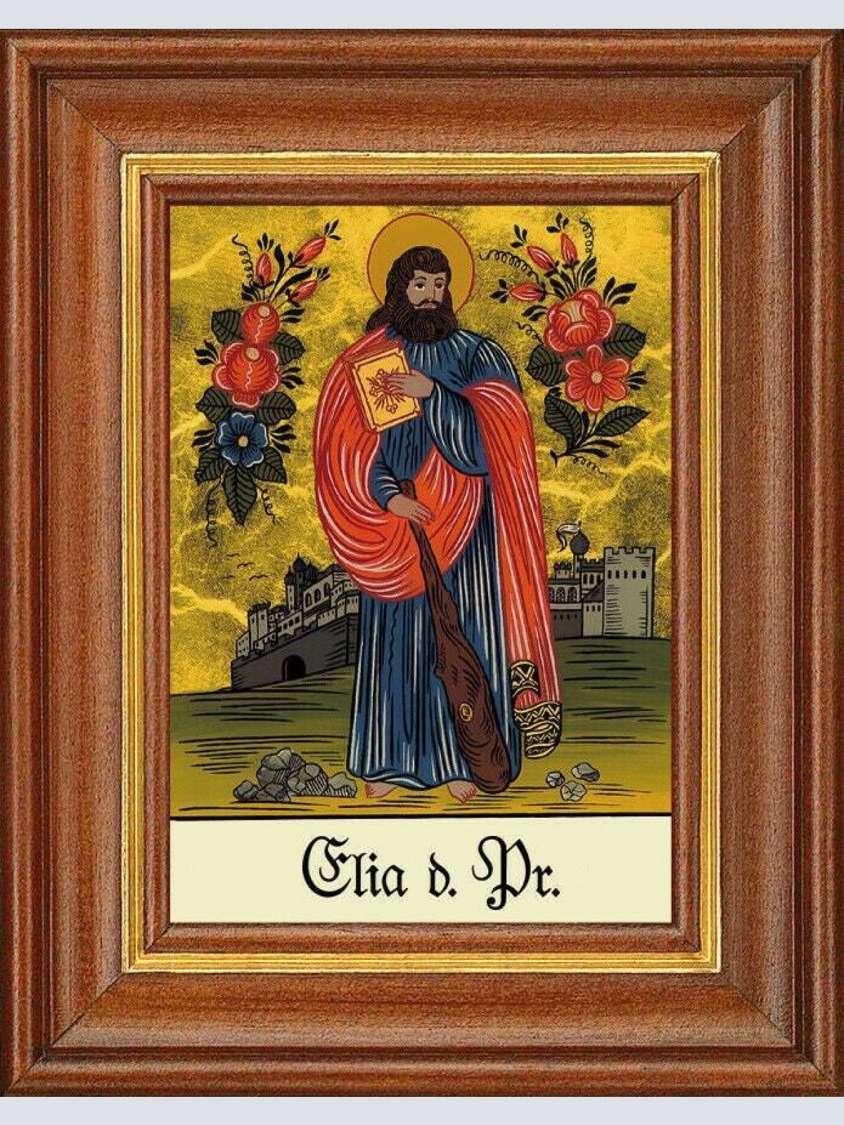 Hinterglasbild - elia der prophet - patronatsbild taufe namenspatron 12,7x16