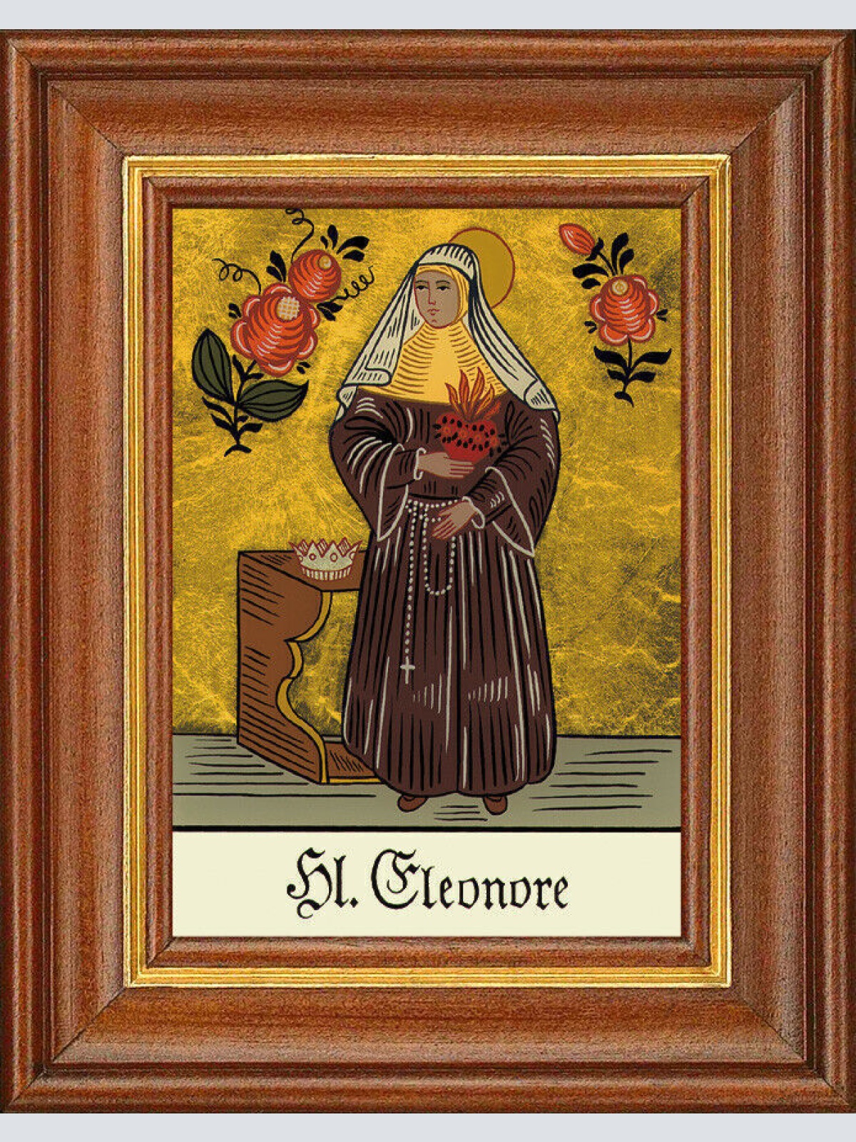 Hinterglasbild - Heilige Eleonore - Patronatsbild Taufe Namenspatron 12,7x16