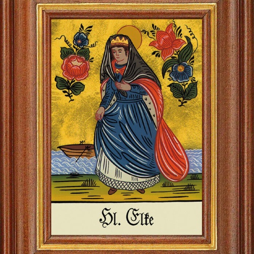 Hinterglasbild - Heilige Elke - Patronatsbild Taufe Namenspatron 12,7x16