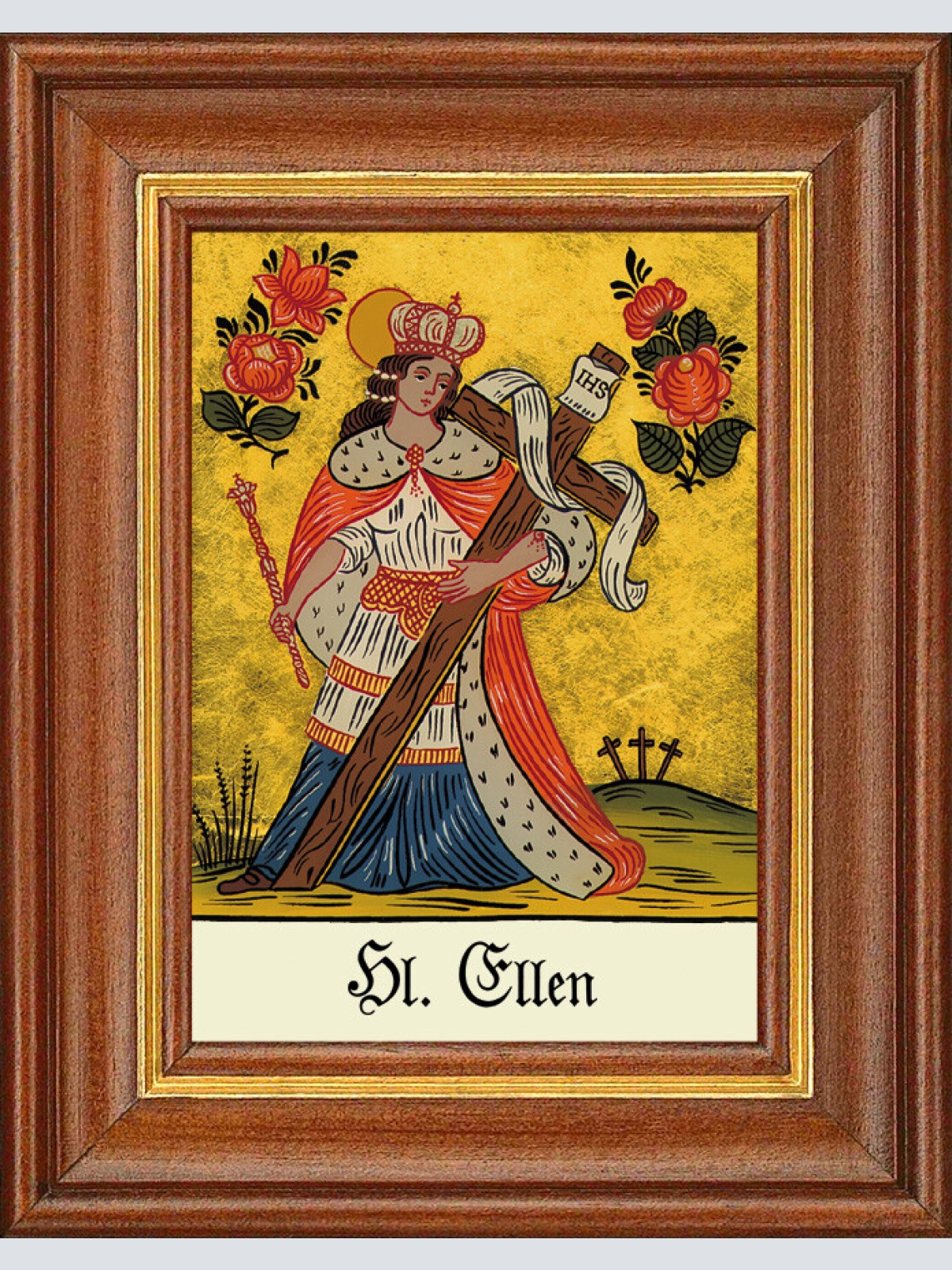 Hinterglasbild - Heilige Ellen - Patronatsbild Taufe Namenspatron 12,7x16