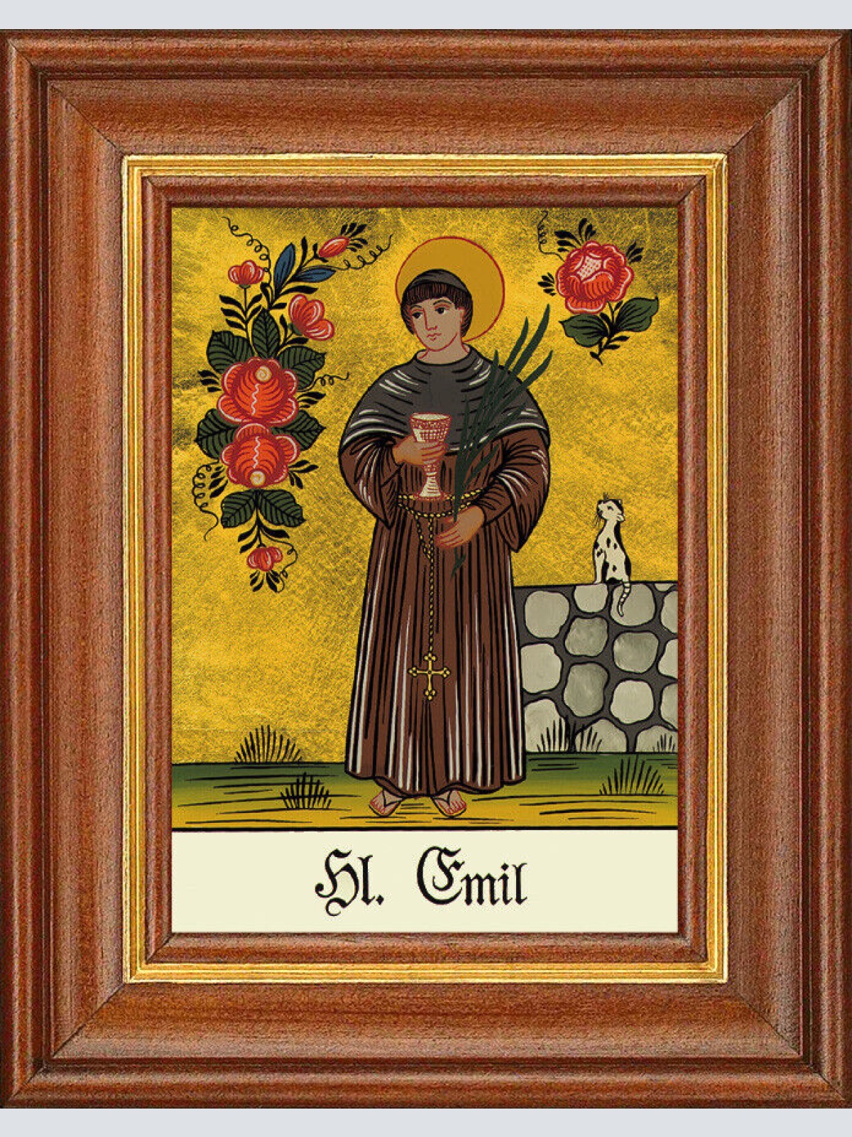 Hinterglasbild - Heiliger Emil - Patronatsbild Taufe Namenspatron 12,7x16