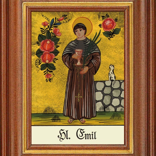 Hinterglasbild - Heiliger Emil - Patronatsbild Taufe Namenspatron 12,7x16